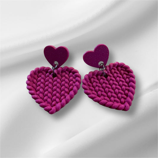 Knitted Heart Earrings (little heart) – Double Dose of Cozy Love