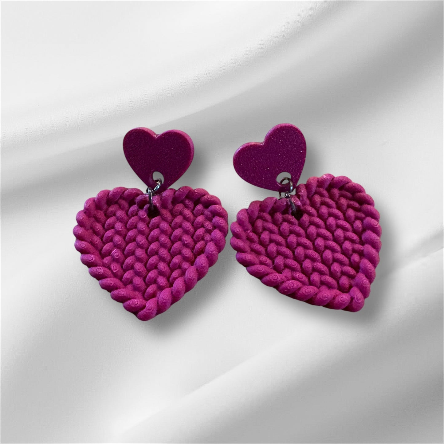 Knitted Heart Earrings (little heart) – Double Dose of Cozy Love