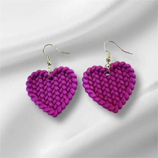 Knitted Heart Earrings (non‑little heart) – Cozy Charm, Lightweight Feel