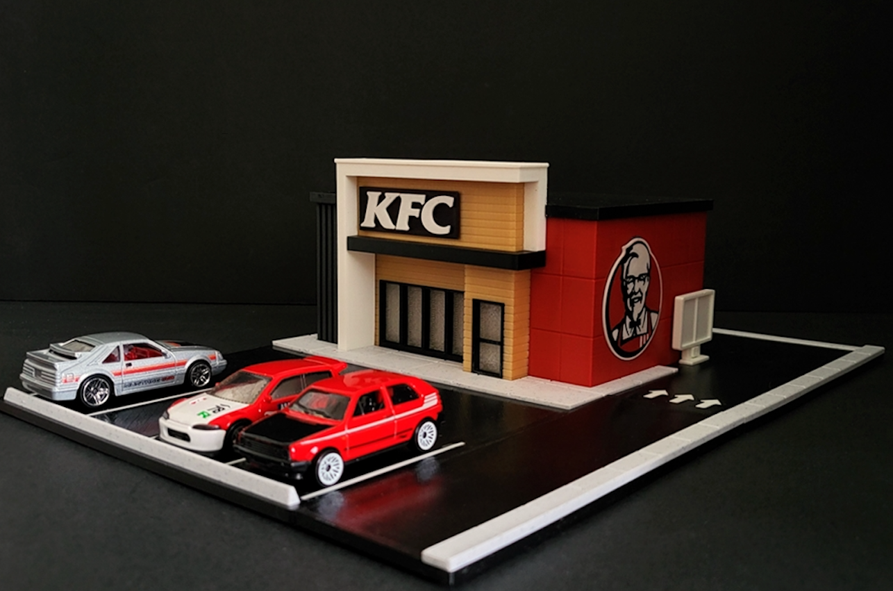 KFC Hot Wheels Diorama — Finger-Lickin’ Scene for 1:64 Displays